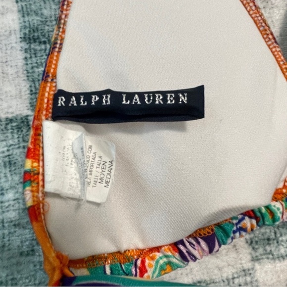 Ralph Lauren Bright Paisley Double String Bikini Triangle Top Medium - Picture 7 of 11